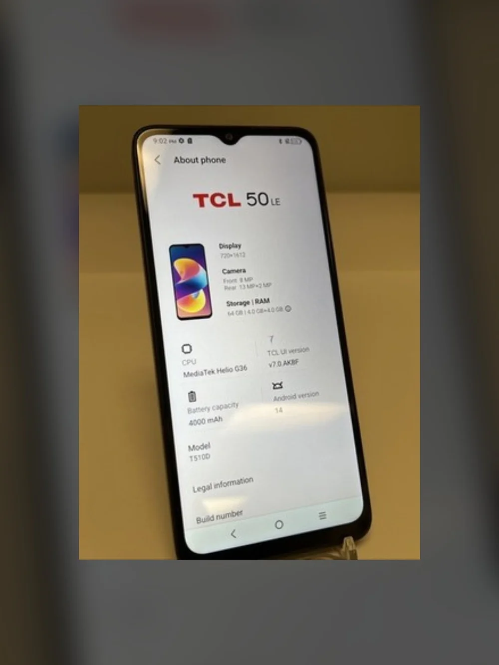 TCL 50 LE Smartphone in Black with White Display